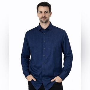 Elegant Navy Blue Dress Shirt for Men